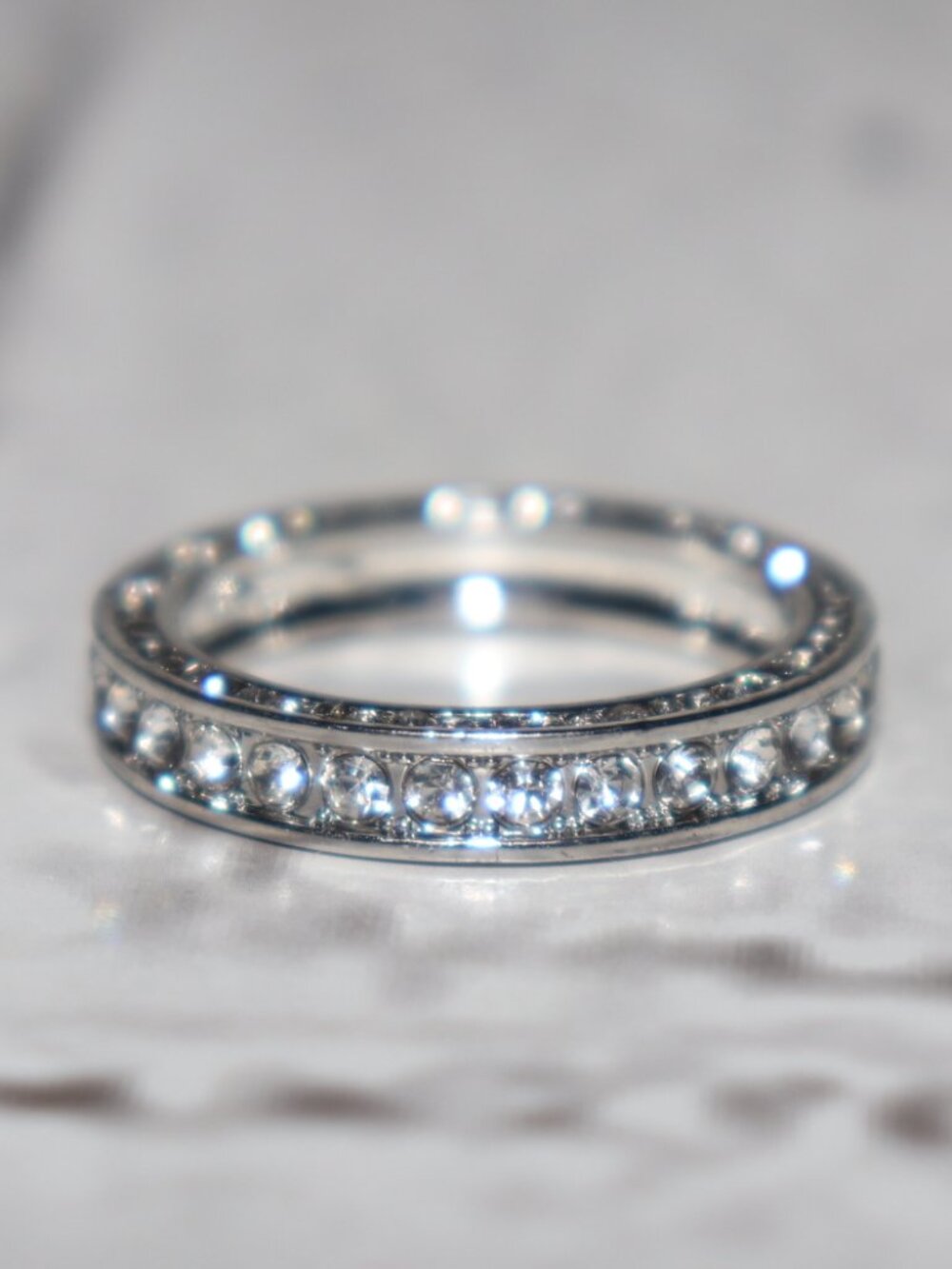 ✨ Silver CZ Eternity Ring · Size 9.25 CZ on top + full‑around stones ·